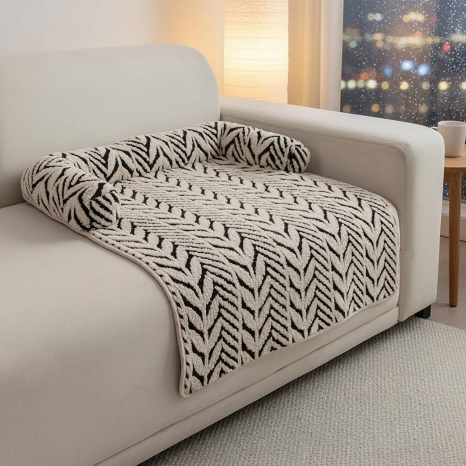 Non-Slip Dog Sofa Bed Thickened Cushion Luxury Pet Mat with Pillow Water Absorbent Pet Sofa Protector for Floor