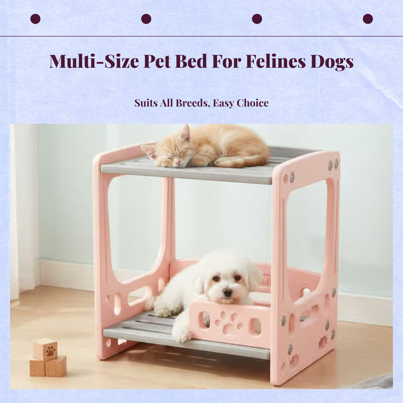 Washable mesh pet bed, non-slip base.