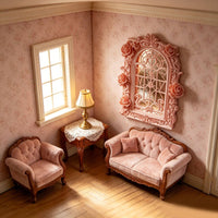 Floral Window Dollhouse Decor Rosy Floral Design 1:12 Scale Dollhouse Decoration
