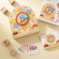 Wooden Clock Calendar Toy Multifunctional Children's Clock Board Movable Hands