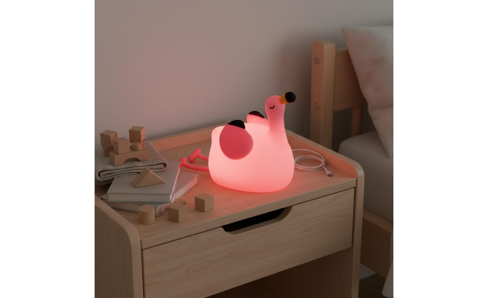 Rechargeable Flamingo Lamp 3 Brightness Levels Rose Creature Lamp for Children