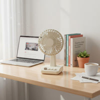 Retro Desktop Fan Small-Sized Design Type-C Battery-Powered Fan Adjustable Speed Motorless Engine for Dorm Room