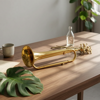 Bugle Playable Gold Bugle Portable Musical Instrument for Students