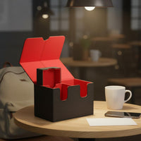 Leader Deck Box Wear-Resistant Leader Deck Box with Dice Tray Secure Card Organizer with Dividers Non-Slip Exterior