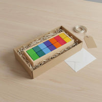 Rainbow Wooden Building Blocks Wood Rainbow Stacking Blocks -Ended Play Geometric Shape Sorting Toy for Young Children, Preschool, Playroom