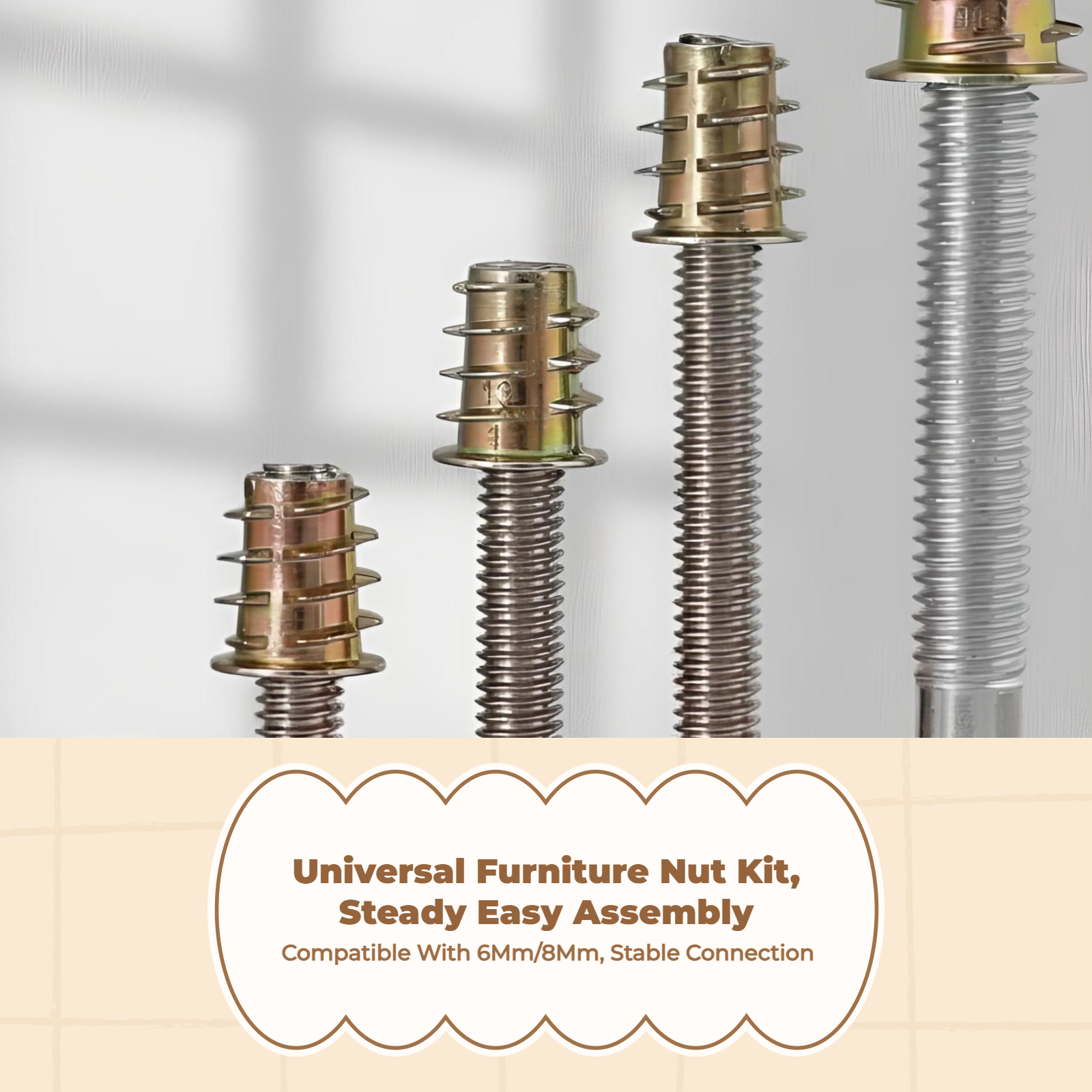 6mm 8mm Hex Socket Head Cap Furniture Screw, sturdy Barrel Nut, zinc coated, for infant cot, cabinet, table, chair, assorted specifications
