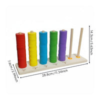 Educational Counting Frame Early Learning Wooden Disc Stacker Hand-Eye Coordination Rainbow Stacking Rings for Young Children, Children Aged 3++