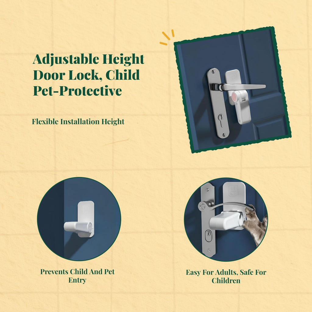 Child Resistant Door Lock, Easy Installation, Restricts Rotation, Infant Protection, Pet Barrier, No Tools Needed, Multi-Functional