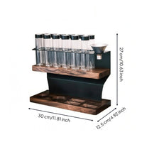 Coffee Bean Storage Display Rack Wooden Coffee Foundation Station Organizer Sealed Glass Bottles Countertop Shelf