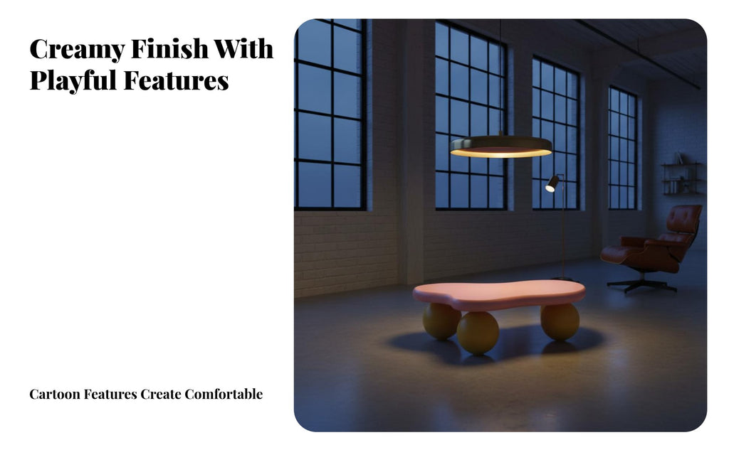 Irregular Shape puffyShaped Table Creamy visual appeal & house Furniture dual-tone design Rounded Corners for Young Adults, Apartment Dwellers, Living Room, Playroom, Nursery, Small areas