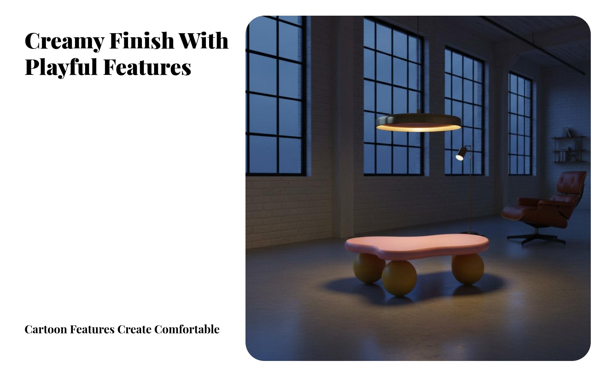 Irregular Shape puffyShaped Table Creamy visual appeal & house Furniture dual-tone design Rounded Corners for Young Adults, Apartment Dwellers, Living Room, Playroom, Nursery, Small areas