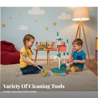 Kids Cleaning Set Pretend Cleaning Tools Realistic Toys Broom and Mop Set for Young Children, Preschoolers