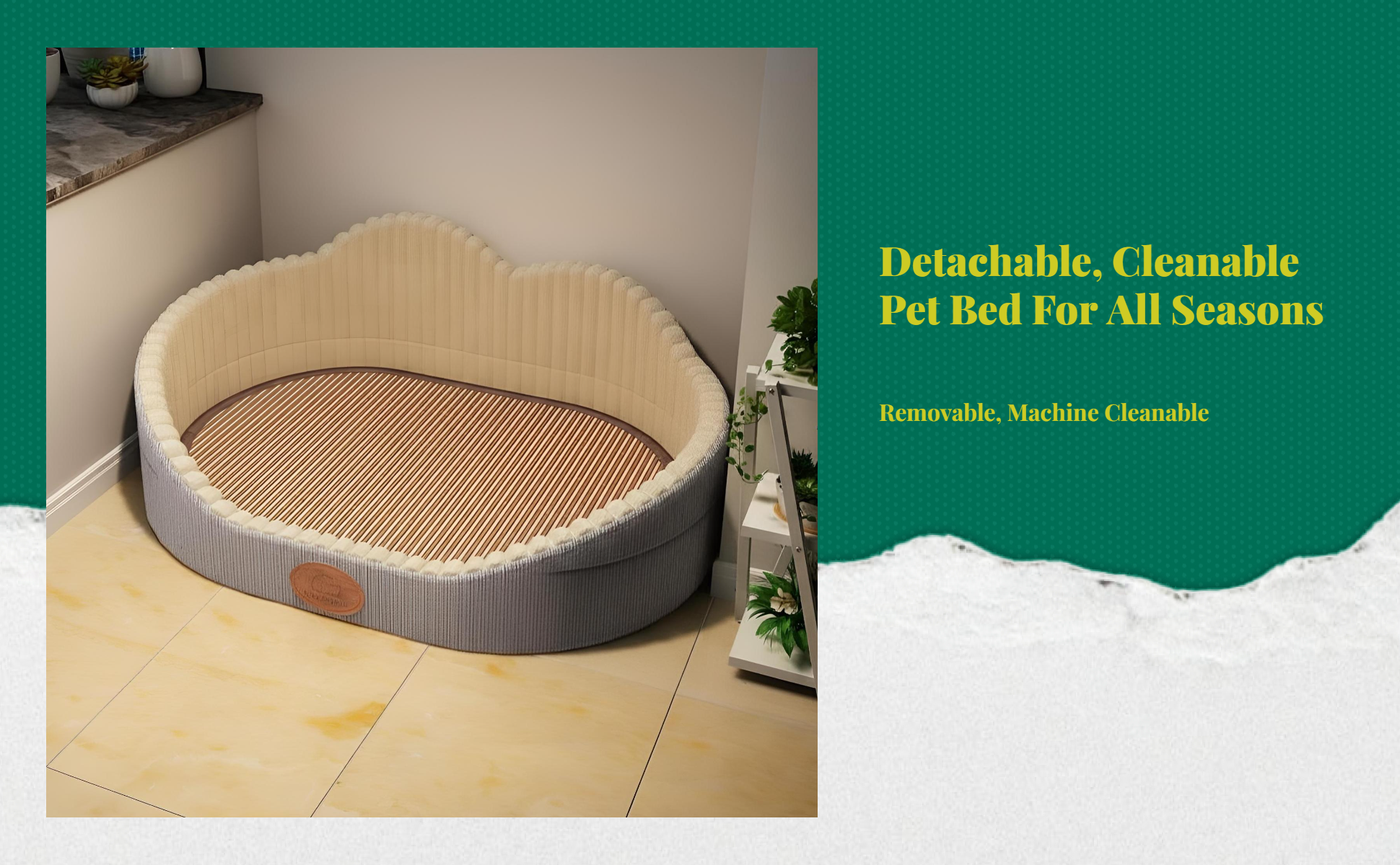 Dog Bed, Removable Cover, Quick-Dry Comfort Mat, Rectangle