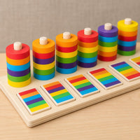 Sorting Stacking Toy Cognitive Development Wooden Circular Disc Stacker