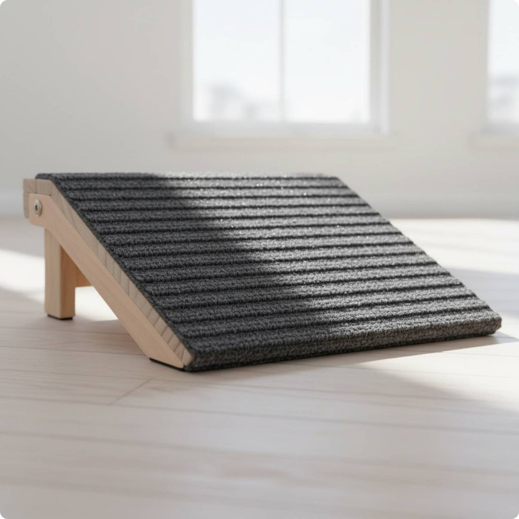 Foldable Dog Ramp Ribbed Textile Wooden Pet Ramp Wedge-Shaped Wooden Pet Steps for Small Dogs, Elevated Areas