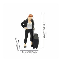 Tiny Suitcase Lady Figurine Realistic Details Resin Woman Statue for Collectors