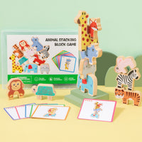 Wooden Creature Stacking Toy Illustrated Creature Stacking Blocks Easy to Grip