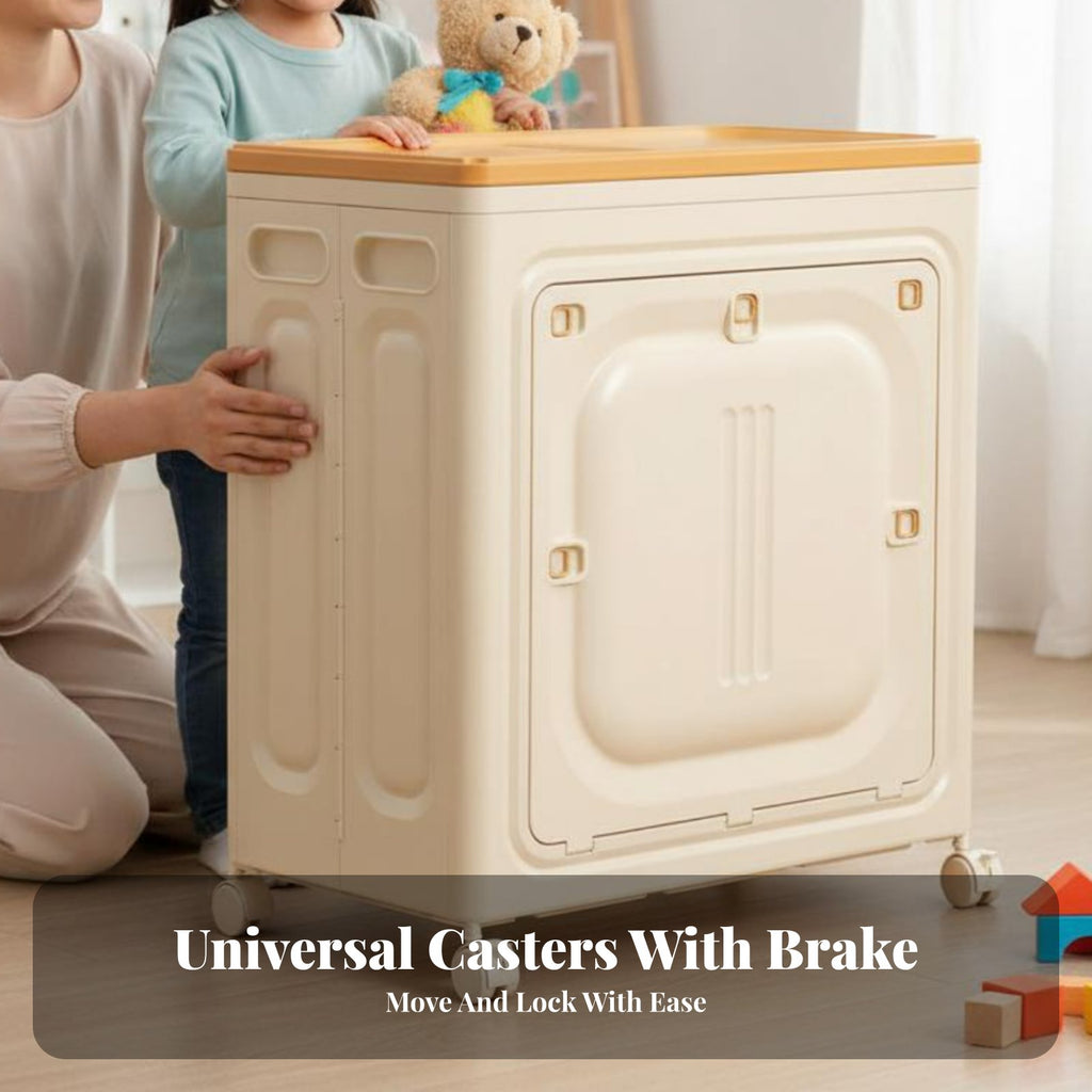 Wheeled Toy Chest Large Capacity Playroom Organizer Easy to Clean for Toddlers