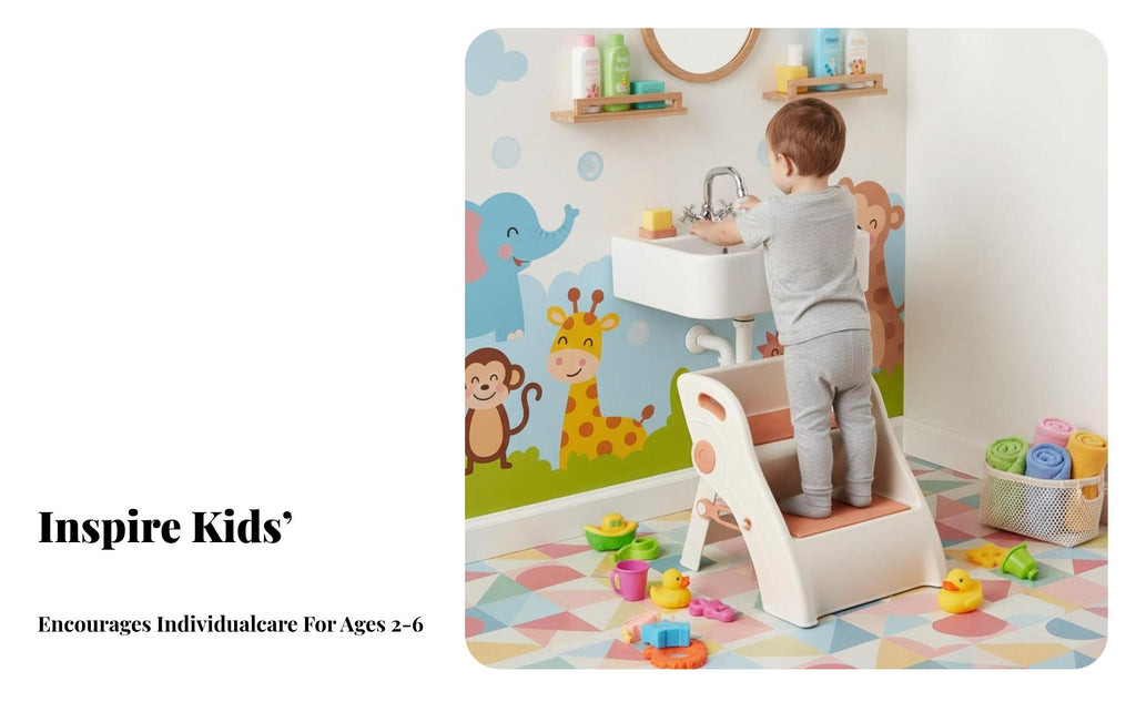 two-levelHeight Toddler Stool two-level Steps Footstool Sturdy & Stable for Bathroom
