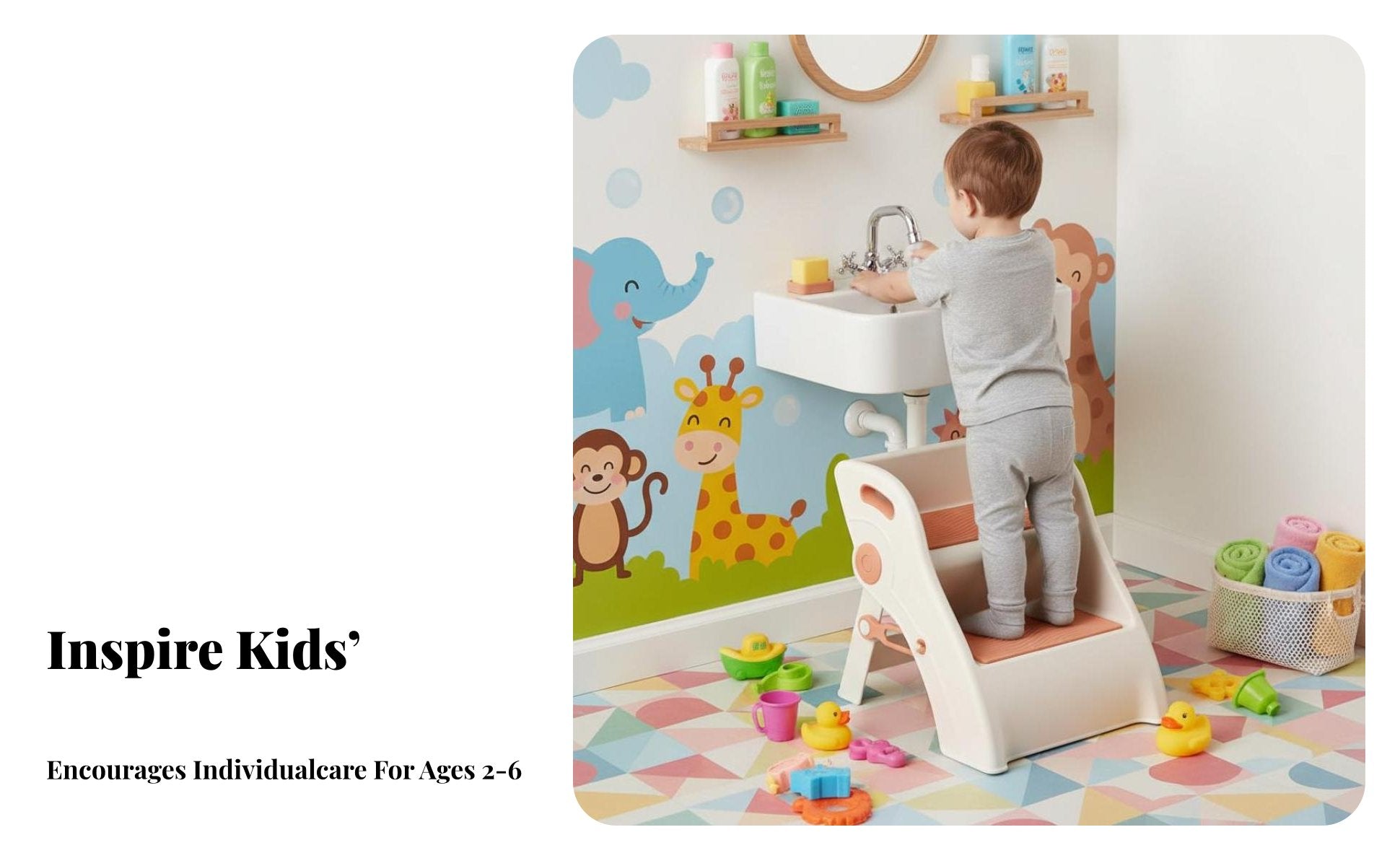 two-levelHeight Toddler Stool two-level Steps Footstool Sturdy & Stable for Bathroom