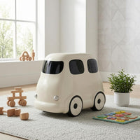 Cartoon Bus Trash Can Dualcompartment Lidded Waste Container Wheel-And