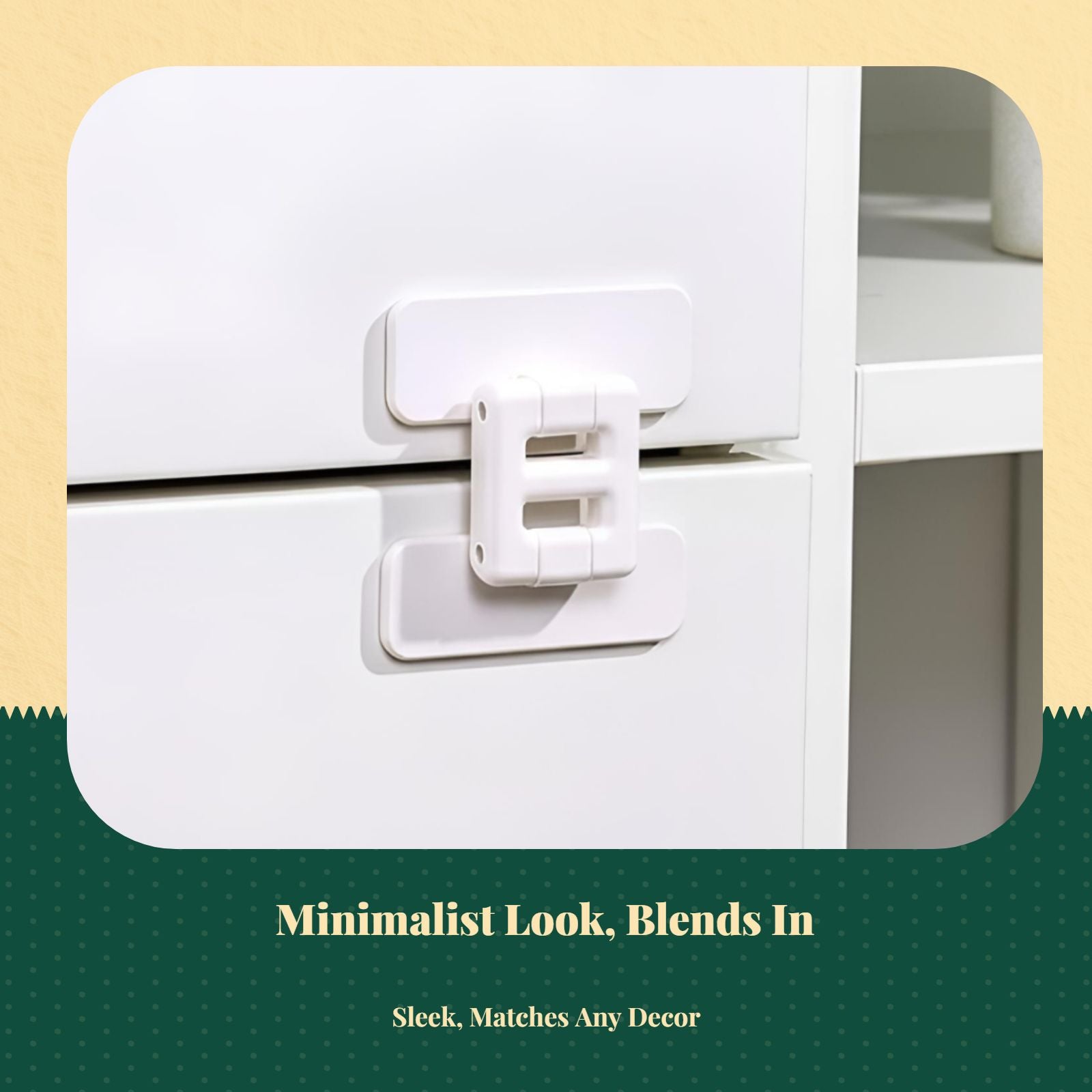 Infant Security Lock, Infant protected Cabinet Latch, Easy Installation, Drawer, Refrigerator, Door, Alabaster