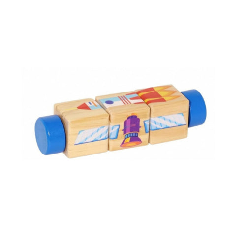 Wooden Rotating Block Puzzle Natural Wood Infant Toy Screen Unrestricted