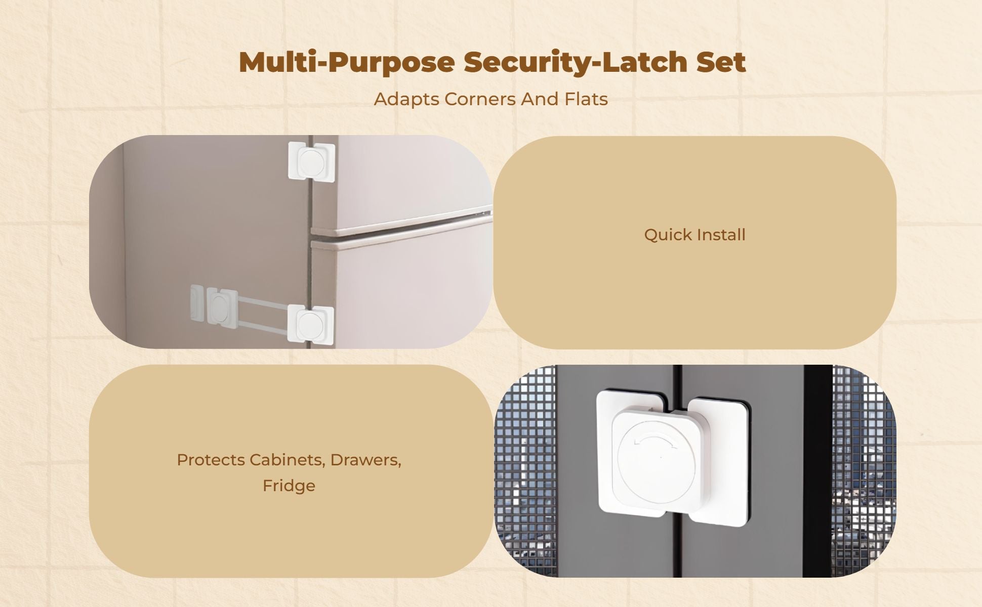 Kid Protection Lock, Drawer Cabinet Lock, Infant Proofing Latch, no tools needed Required, Easy Installation, Multi-Purpose