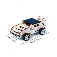 Cut Wooden Car Model Slot-Together Solar-Powered Car Toy Rubber Tires