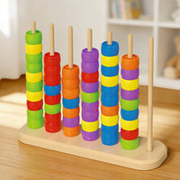 Rainbow Bead Stacking Toy Hand-Eye Coordination Rainbow Bead Sorting Set Cognitive Development Color Matching Peg Board Game for Preschoolers, Daycare