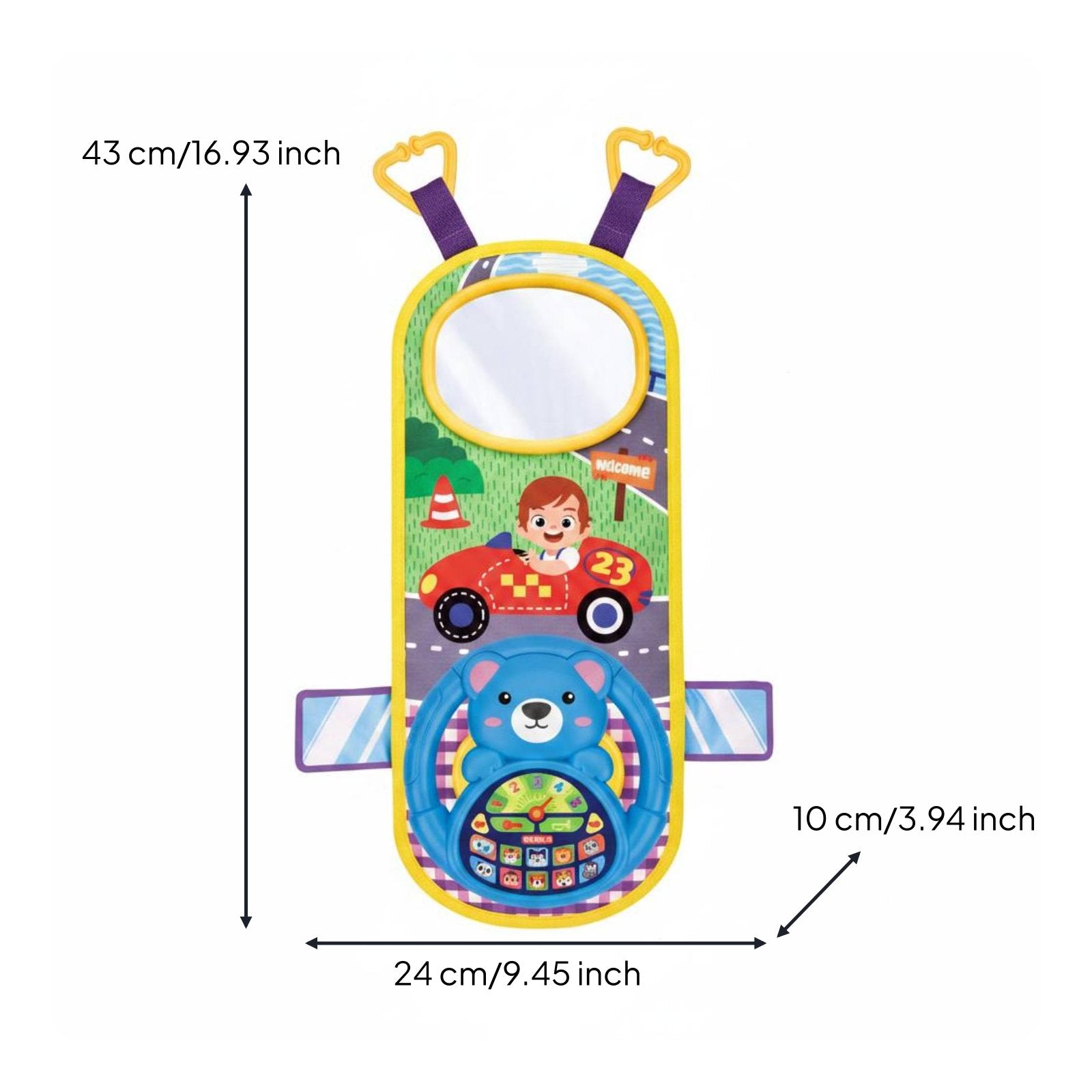 Car Driving Toy Interactive Hanging Steering Wheel Toy Lights and Sounds