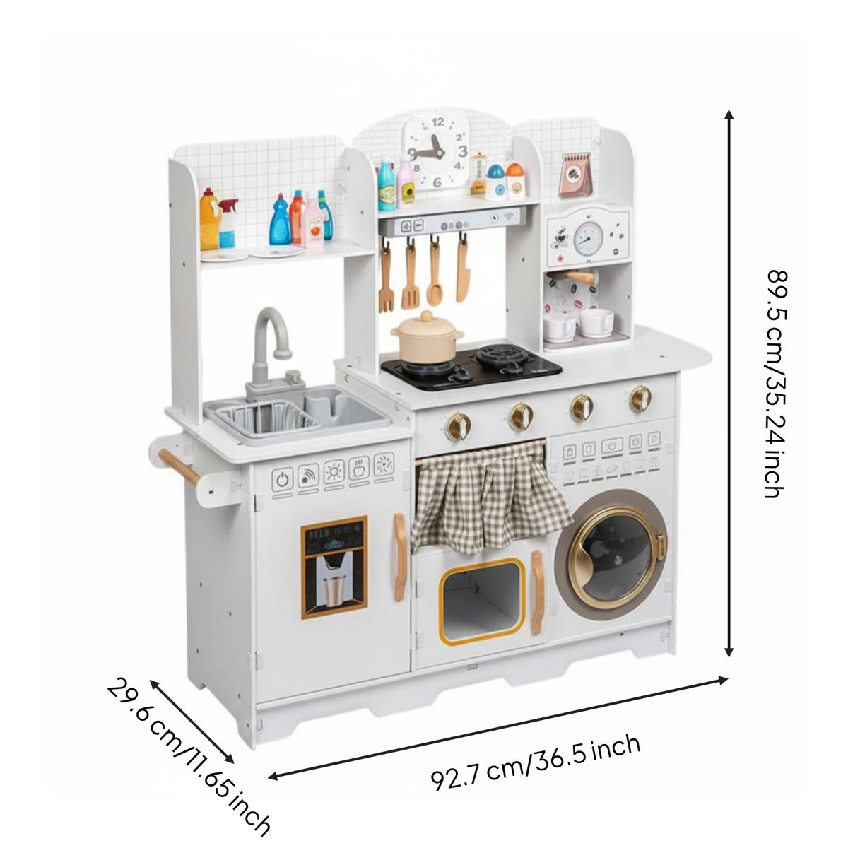 Wooden Play Kitchen Materials Toy Kitchen Playset Sound Effects Kids Cooking Toy for Girls