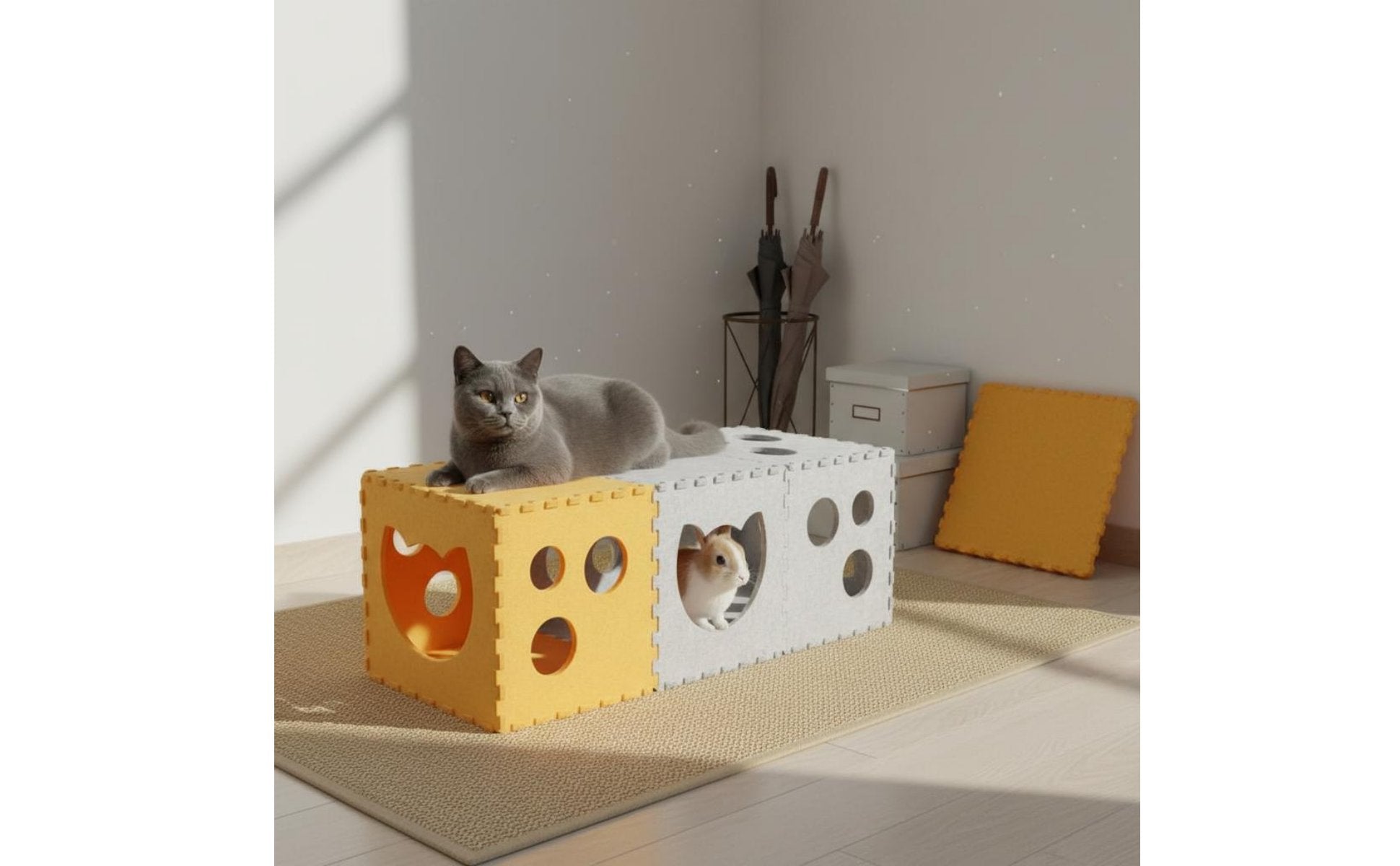 Foldable Play Tunnel Easy Storage DIY Feline Retreat Stimulates Innate Behaviors Stackable Cat Tunnel for Multiple Cats, Small Animals