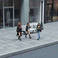 3 Pieces Pedestrian Figures Molded Accessories Hand-Painted Resin Figures