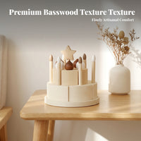 Pretend Cake Set Matte Finish Wooden Birthday Cake Toy Smooth Surface for Display, Children