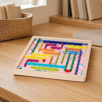 Wooden Maze Toy Brain Training Reasoning Maze Game Board Safe Polished Wood