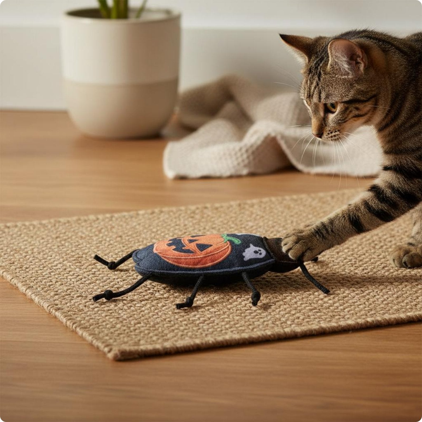 Creepy-Crawly Feline Toy Stitched Stuffed Feline Teaser Printed Markings