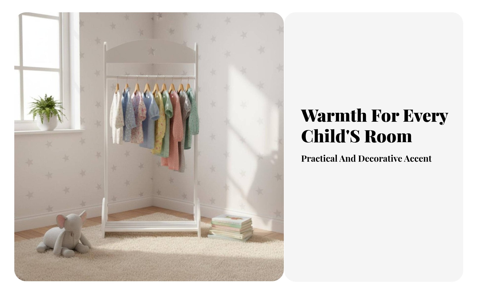 Nordic Aesthetic Star-Themed Coat Rack Child-Friendly Height Stand-Altwo-in-Singlestanding Clothes Hanger Sturdy Construction childs' Furniture Rounded Edges for Toddlers, Parents, Boutique, Nursery, Playroom, Entryway