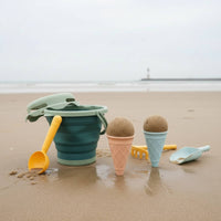 Foldable Beach Pail Set Easy to Pack Mesh Bag Beach Toys Lightweight