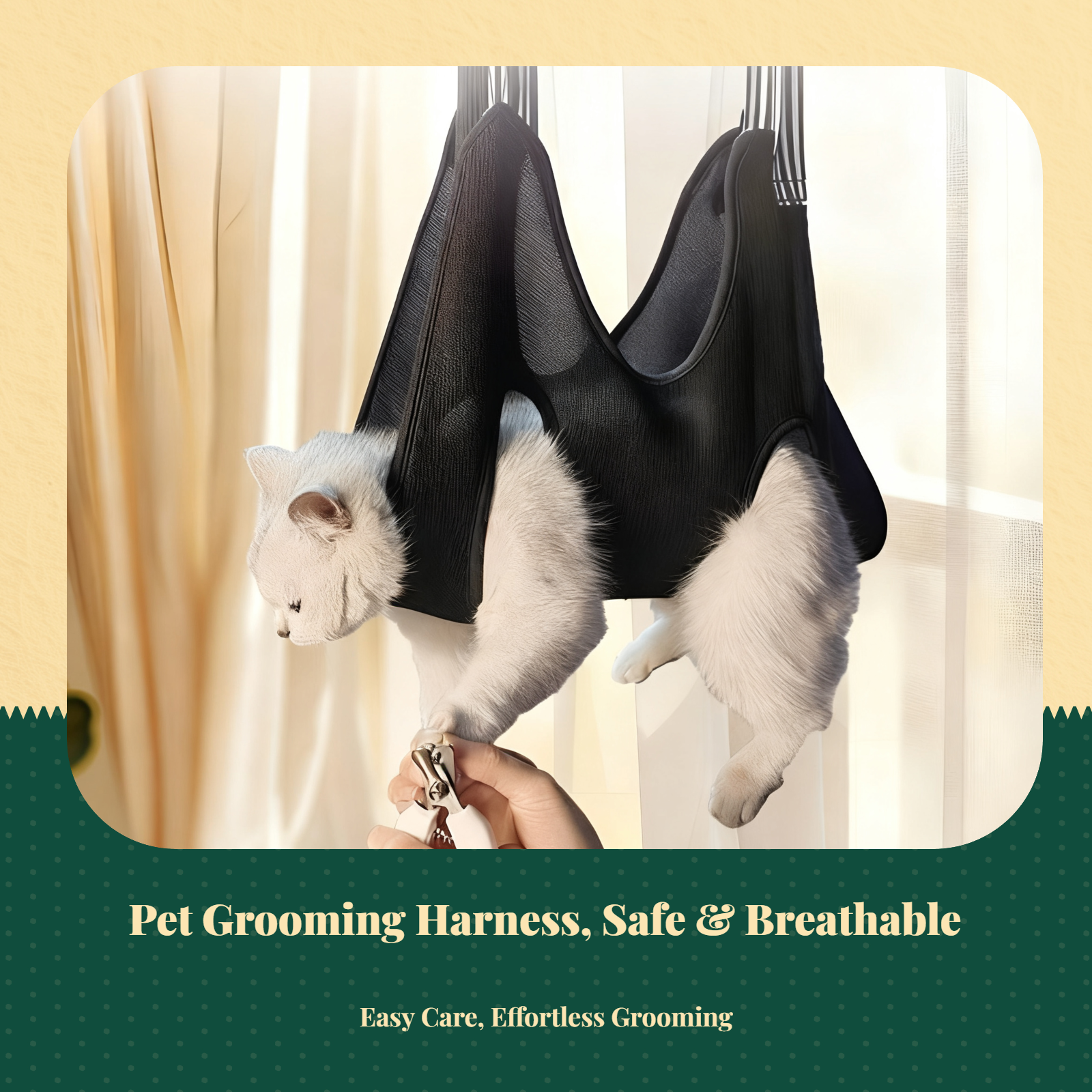 Pet Grooming Support, Dog and Cat Restraint Harness, Nail Trimming, Adjustable Stable Harness for Home or Salon