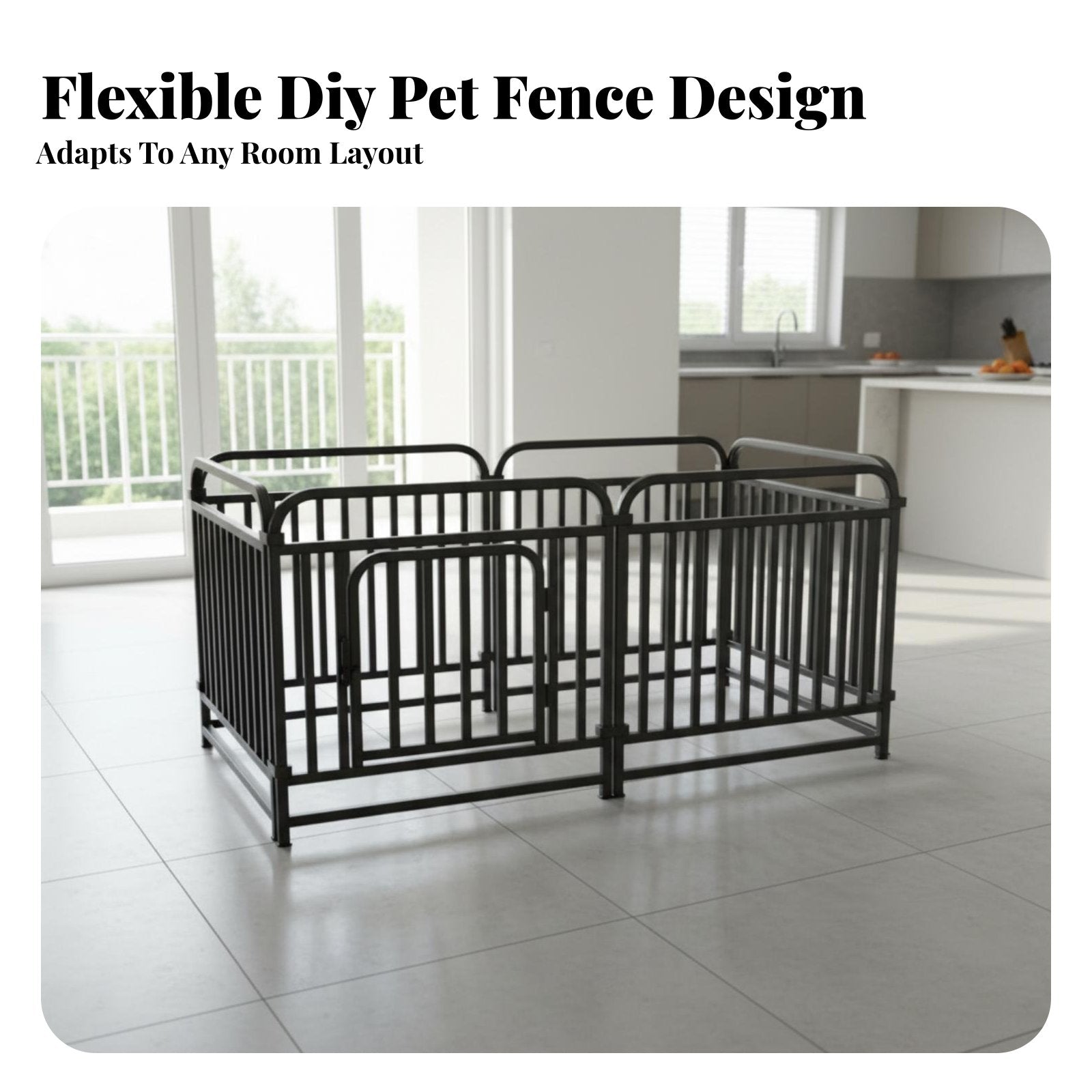 Customizable Suction Pad Fence Anti-Push Design pet Gate Reinforced rods Tooleffortless Assembly for Indoors