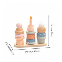 Wooden Dessert Stacker Colorful Pretend Cake Toy Fine Movement Skills