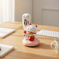 Fortune Feline Figurine Ornament Good Luck Maneki Neko Statue Wealth And