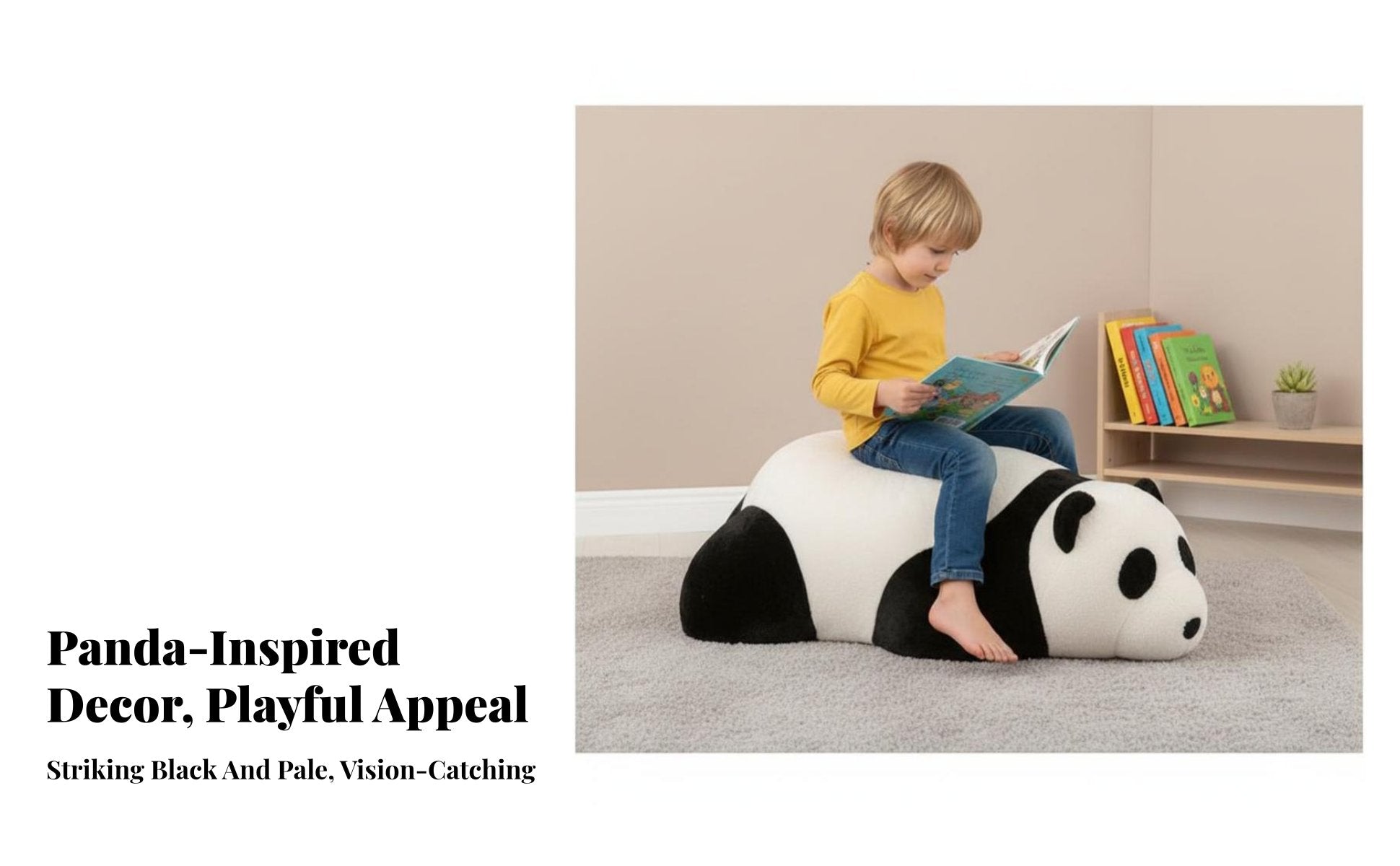 Lying Panda Floor Chair Creative Design soft Seat Multi-Functional for children, Playroom, Nursery
