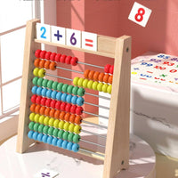 Wooden Abacus Color Recognition Kids Math Counter Ideal Gift 10-Row Learning Abacus for Young Children, Kindergarten, Homeschooling