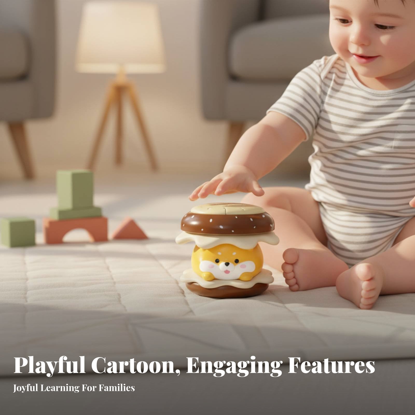 Baby Hand Pat Drum Early Educational Baby Drum Toy Cute Cartoon Design for Home