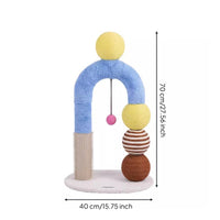 Arched Kitten Scratcher Hanging Ball Pet Furniture Blue