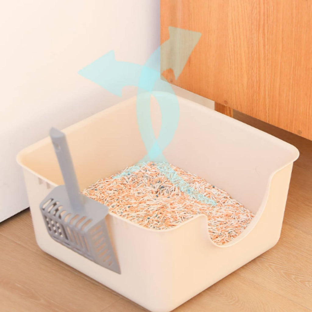 High-Sided Kitten Litter Pan Easy to Clean Semi-Enclosed Feline Toilet
