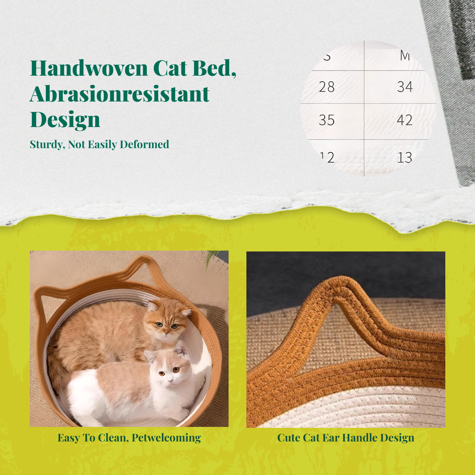 Hand-Woven Rattan Cat Bed, Indoor, Breathable, All Seasons