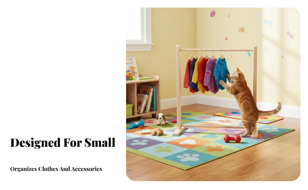 Small Clothes Rack Floor-Standing Miniature A-Shaped Clothing Stand Space-Efficient Size Simple Design for Dog Owners, Bedroom